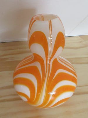 Carlo Moretti - Oranje witte gemarmerde design glazen vaas kopen? Bied vanaf 65!
