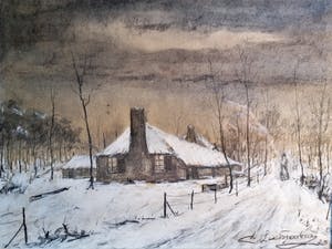 David Lussenburg - Huisje aan de Warholt in de sneeuw kopen? Bied vanaf 40!