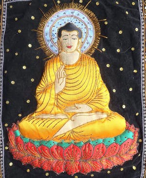 Curiosa - Tibetaanse Thangka met een kleurrijke Buddha van zijde kopen? Bied vanaf 1!