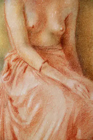 Jan A. Louwers - zittend half naakt (semi nude) in rood krijt kopen? Bied vanaf 65!