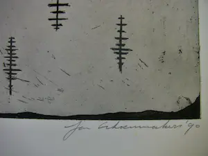 Jan Schoenmakers - AQUATINTA RADIERUNG , ERINNERUNG 1990 signiert . kopen? Bied vanaf 80!