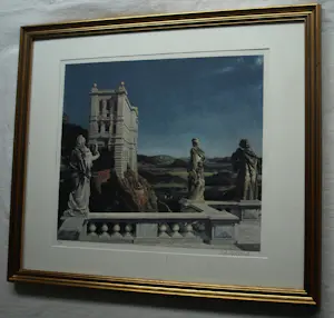 Carel Willink - Ingelijste litho , Landschap met Museum – Nr. 9 van 30 - Lijst, 66 x 76 cm. kopen? Bied vanaf 250!