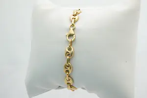 38 - Mooie, z.g.a.n. 18 krt geel gouden armband - koffieboon kopen? Bied vanaf 750!