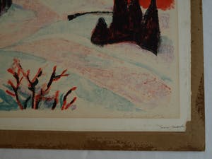 Willy Suter - Litho, “Sneeuwlandschap” – Kunst-Schoolplaat uit 1960 – V.AE.V.O. kopen? Bied vanaf 50!