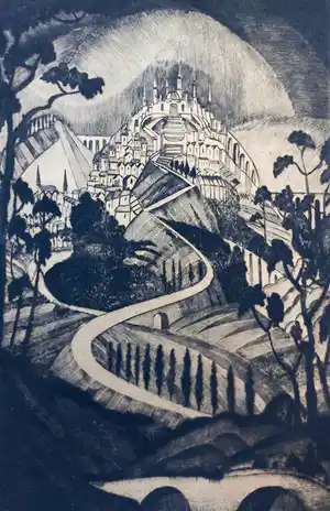 Lodewijk Schelfhout - Le montagne, droge naald ets (2e staat) verkocht voor € 150!