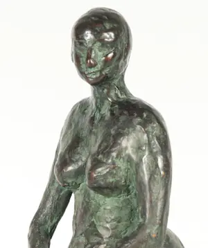 Mieke de Groot - Bronzen beeld, Zittend naakt kopen? Bied vanaf 100!