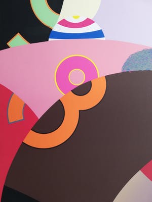 Niet of onleesbaar gesigneerd - KLEURRIJKE GEOMETRIE / KLEURZEEFDRUK / 88x67cm kopen? Bied vanaf 10!