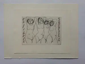 Ru van Rossem - Vier naakte vrouwen. Ex libris. kopen? Bied vanaf 1!