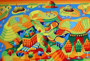 Louis Gans - Zeefdruk: Kleurrijk landschap verkocht voor € 60!