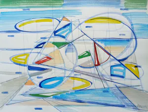 Gillis van Oosten - Abstracte compositie met boten en masten kopen? Bied vanaf 60!