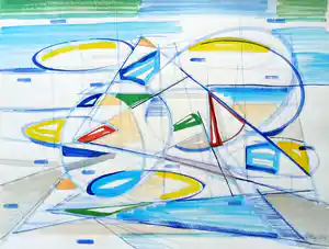 Gillis van Oosten - Abstracte compositie met boten en masten verkocht voor € 60!