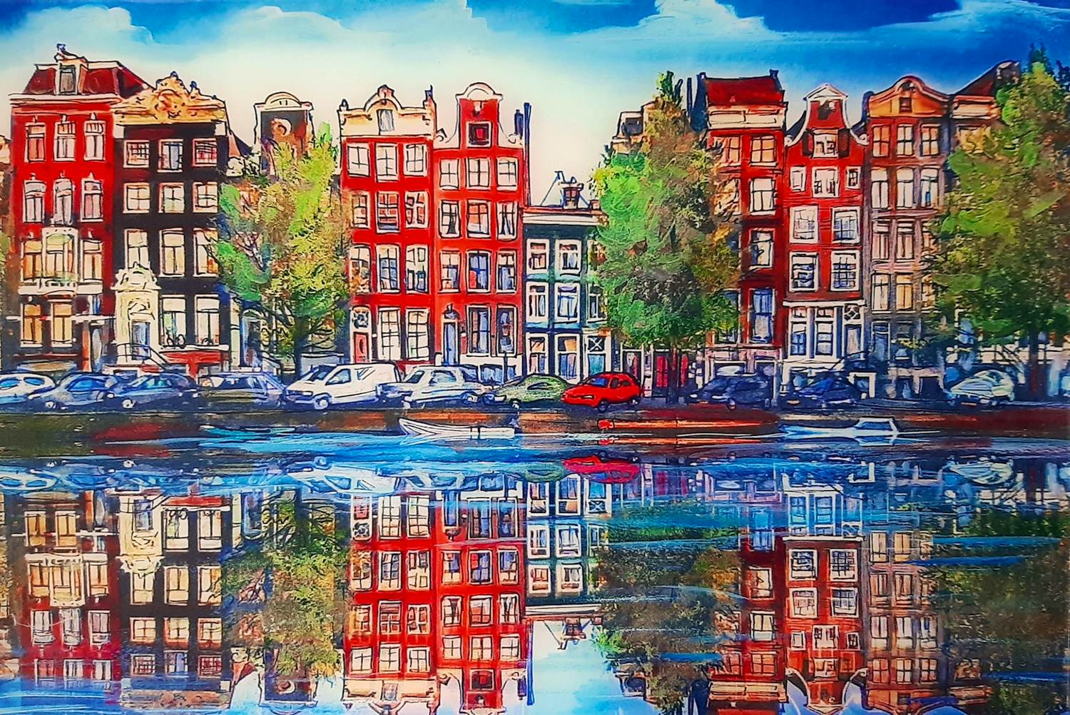 Elva Polyakova - Een dag in Amsterdam - achter glas verkocht voor € 45!