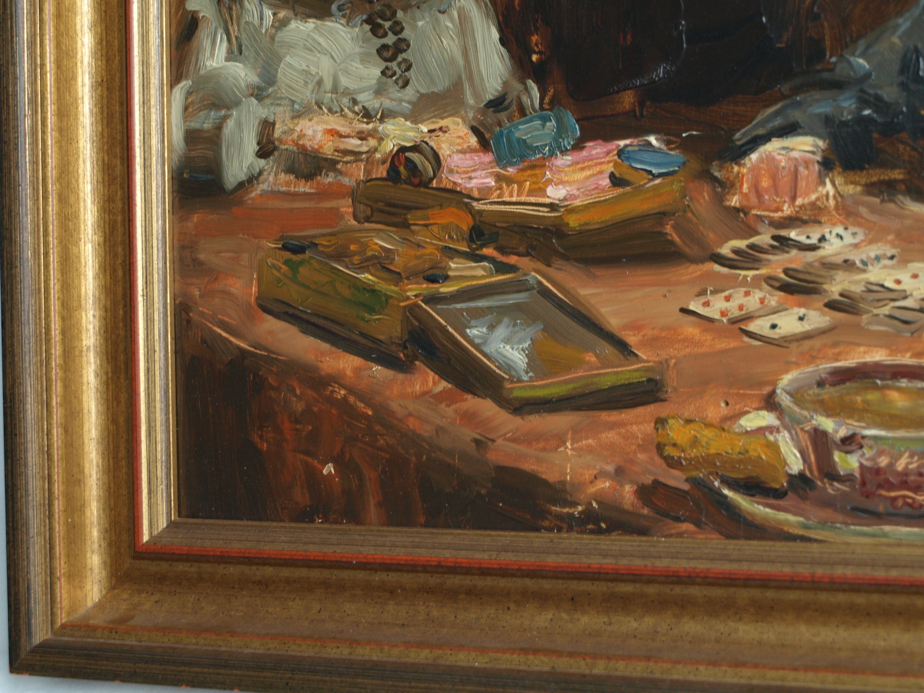 Bethijl Philippus van Romondt - Olieverf op paneel , Aan de tafel – gesigneerd & ingelijst – 1939 kopen? Bied vanaf 175!