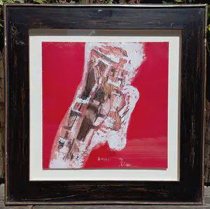 Miguel Ybanez - Abstracte compositie, gemengde techniek (ingelijst) kopen? Bied vanaf 1!