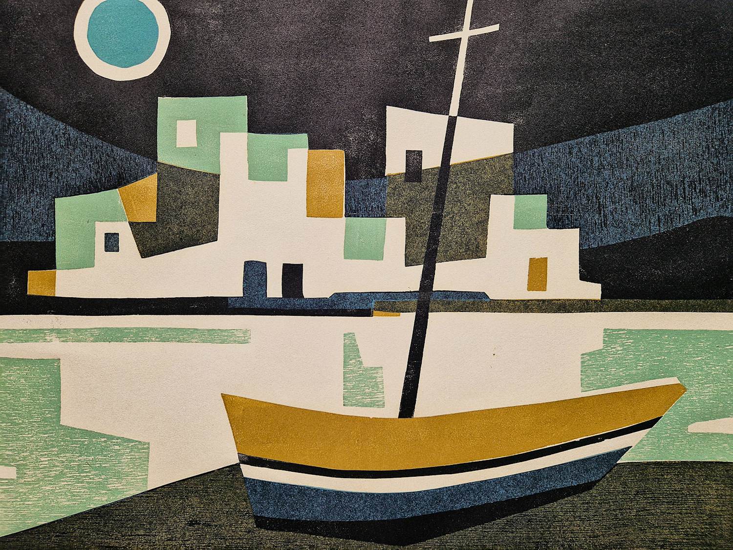 Gijs van Koppenhagen - Nieuwe Haagse school - volle maan aan de kust - zeer kleine oplage (1/25) kopen? Bied vanaf 58!