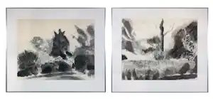 Gerard Schaperkotter - Indische inkt op papier, Tuin I en Tuin II- Ingelijst verkauft für € 70!