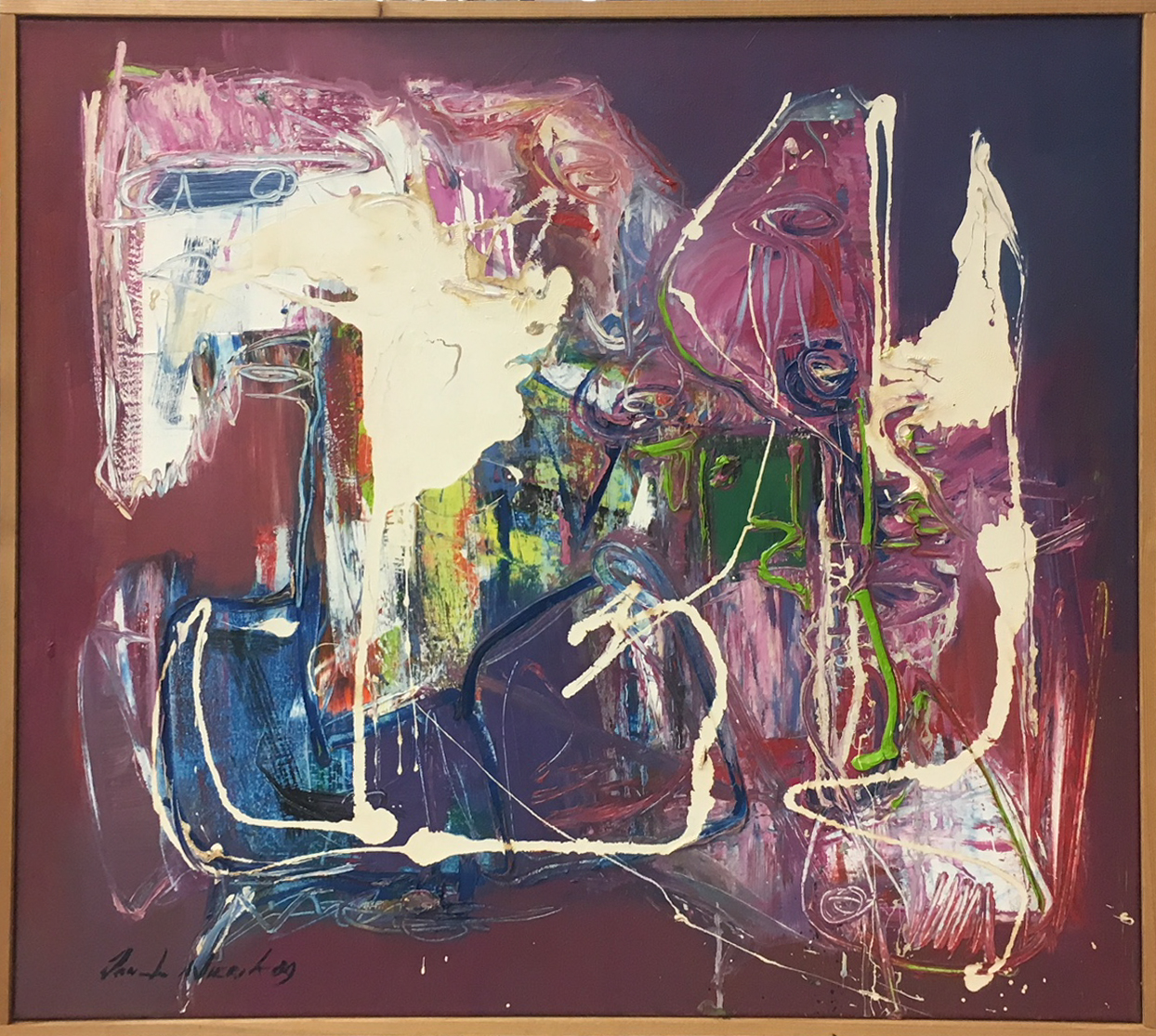 Jan te Wierik - Olieverf op doek, Z.T. Abstracte compositie - Ingelijst verkocht voor € 700!