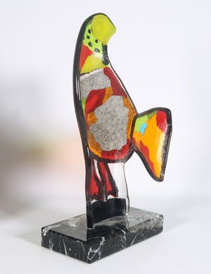 Corneille - Glazen beeld op voet, Oiseau arc-en-ciel kopen? Bied vanaf 1100!