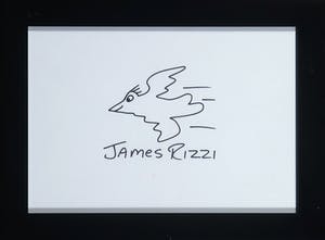 James Rizzi - Stift tekening, Vogel - Ingelijst kopen? Bied vanaf 60!