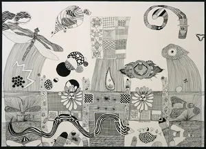 Gerry Leewes - Inkt op papier, Voorstelling met libelle en slang kopen? Bied vanaf 1!