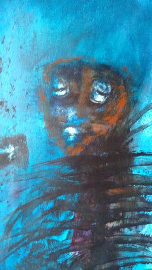 Serge Vandercam - groot schilderij gemaroufleerd op papier, gesigneerd CoBra kunstenaar kopen? Bied vanaf 690!