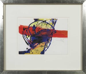 Arty Grimm - Gemengde techniek op papier, Abstracte compositie - Ingelijst kopen? Bied vanaf 100!