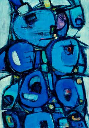 Karel Bleijenberg - groot abstract olieverf op doek. verkocht voor € 895!