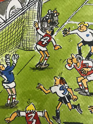 Dik Bruynesteyn - originele tekening 'Spanning en sensatie, de bal op de lat' kopen? Bied vanaf 85!