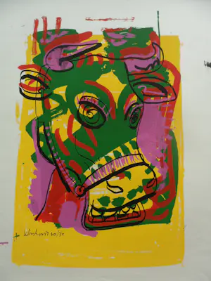 Peter Klashorst - Zeefdruk, titel. "Cow Green ". kopen? Bied vanaf 35!
