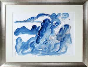 Jan Sierhuis - Aquarel en pastel op papier | Uniek werk | Nieuw ingelijst! verkocht voor € 365!