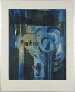 Henk Munnik - Collage van papier en stof (beschilderd), Mendelssohn - Ingelijst verkocht voor € 1!