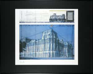 Christo - Handgesigneerd exemplaar Wrapped Reichstag met stofmonster - Ingelijst (Groot) verkocht voor € 1!