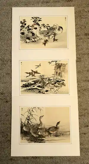 Kono Naotoyo Bairei - Drie houtsnedes hanshi-bon uit 1881 vendu pour 32€ !