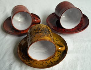 Freek Berends - 3x Espresso / Koffie kop en schotels - gesigneerd kaufen? Bieten Sie von 30!