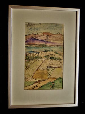 Niet of onleesbaar gesigneerd - Intrigerend impressionistisch geschilderde Gouache "Berglandschap" gesigneerd kopen? Bied vanaf 10!