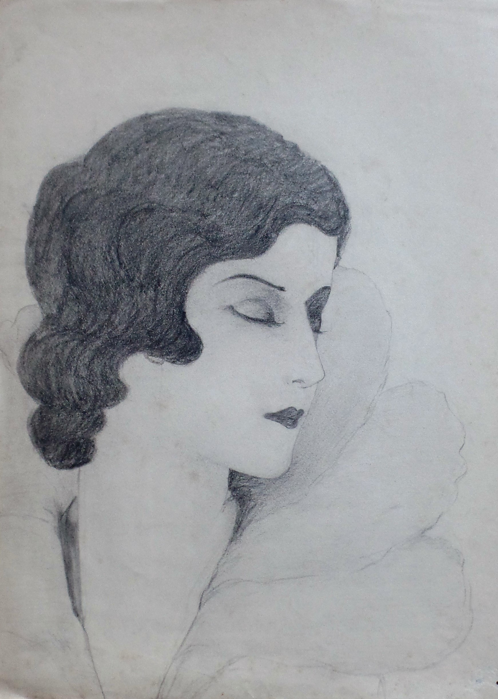 Niet of onleesbaar gesigneerd - Portret 2x - Potlood tekening kopen? Bied vanaf 1!