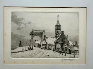 Hendrikus Roodenburg - 2 etsen Den Haag 1969 en Hindeloopen 1961, ingelijst en gesigneerd kopen? Bied vanaf 40!