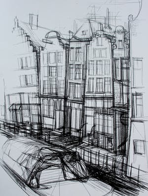 Niet of onleesbaar gesigneerd - Litho: Stadsgezicht kopen? Bied vanaf 10!