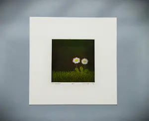 Joop Vegter - Fraaie kleine mezzotint "twee madeliefjes" - kleine oplage - potloodgesigneerd kaufen? Bieten Sie von 70!