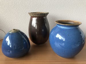 Ed Meissenberg - 3 Handgemaakte gesigneerde vazen - 20 - 17 - 13 cm hoog - LAATSTE KANS !!!!!!!!! kopen? Bied vanaf 50!