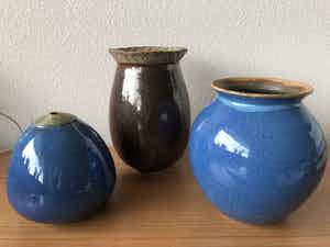 Ed Meissenberg - 3 Handgemaakte gesigneerde vazen - 20 - 17 - 13 cm hoog - LAATSTE KANS !!!!!!!!! verkocht voor € 50!