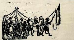 Hein Stork - Hein Stork - linosnede: optocht kopen? Bied vanaf 50!