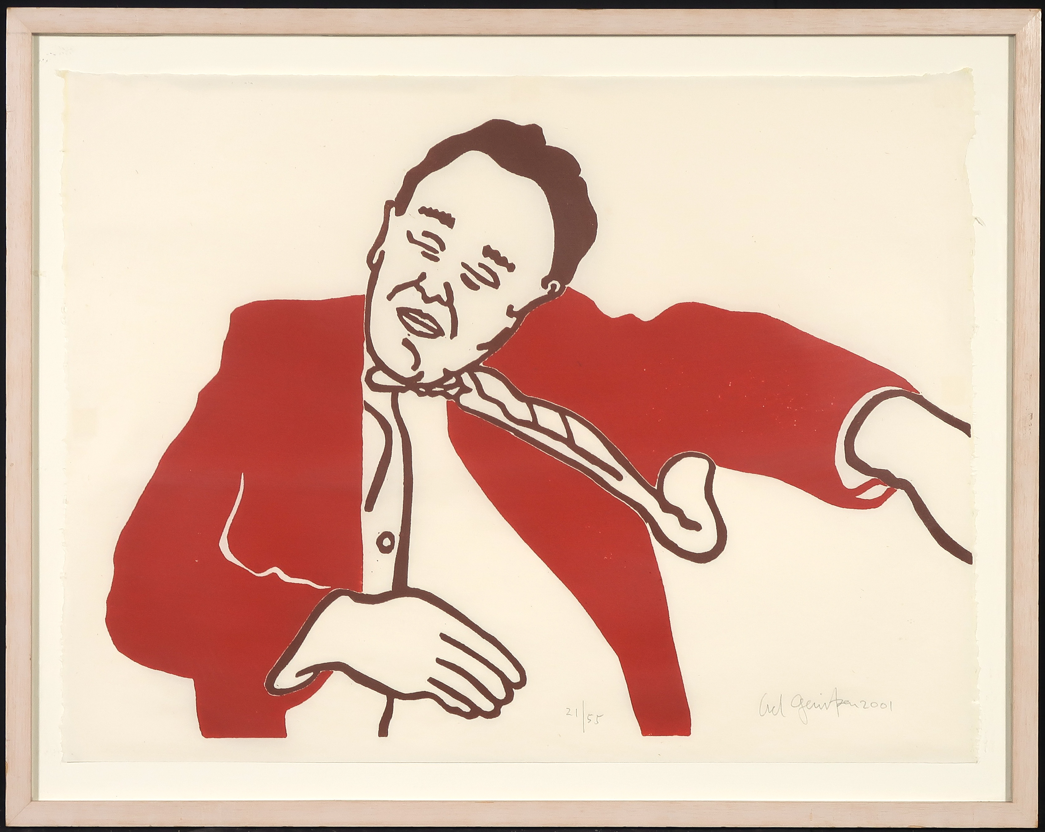 Ad Gerritsen - Lino, Slapende man - Ingelijst verkocht voor € 40!