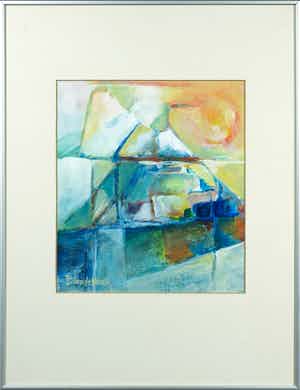 Bernadette Leijdekkers - Acryl op papier, Zonder titel - Ingelijst verkocht voor € 1!