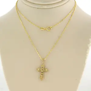 14k gouden collier met hanger bezet met single cut geslepen diamant kopen? Bied vanaf 125!