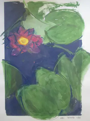 Ellen Meuwese - Monoprint "Waterlelie" in fraaie Barth lijst! kopen? Bied vanaf 1!