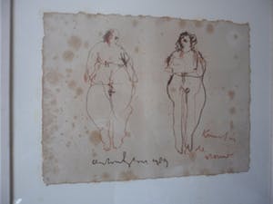 Anton Heyboer - krijttekening uit 1989. Titel,"Kunst is de Vrouw"met 2 vrouwen. kopen? Bied vanaf 100!