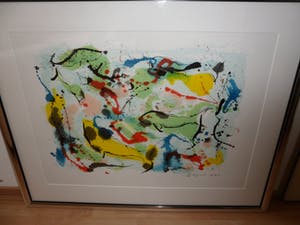 Nic Jonk - Zeefdruk, Titel, "Schone lucht". - Ingelijst groot. kopen? Bied vanaf 120!