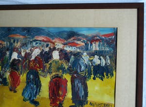 Niet of onleesbaar gesigneerd - Olieverf op papier , Oriëntaals , Stadsgezicht – Turkije? – 1979 kopen? Bied vanaf 1!