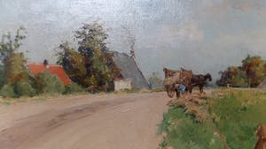 Egbertus Antonie Jansen - Waaldijk bij Herwijnen - Schilderij kopen? Bied vanaf 1350!